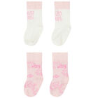 Baby Girls Pink & Ivory Logo Socks ( 2 Pack ), 2, hi-res